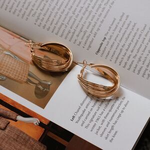 Flower Basket With Folds Hoop Earrings